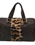 Doncaster Brown with Leopard Print Leather Satchel