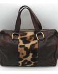 Doncaster Brown with Leopard Print Leather Satchel