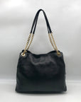 Michael Kors Black Pebbled Leather Jet Set Chain Shoulder Bag