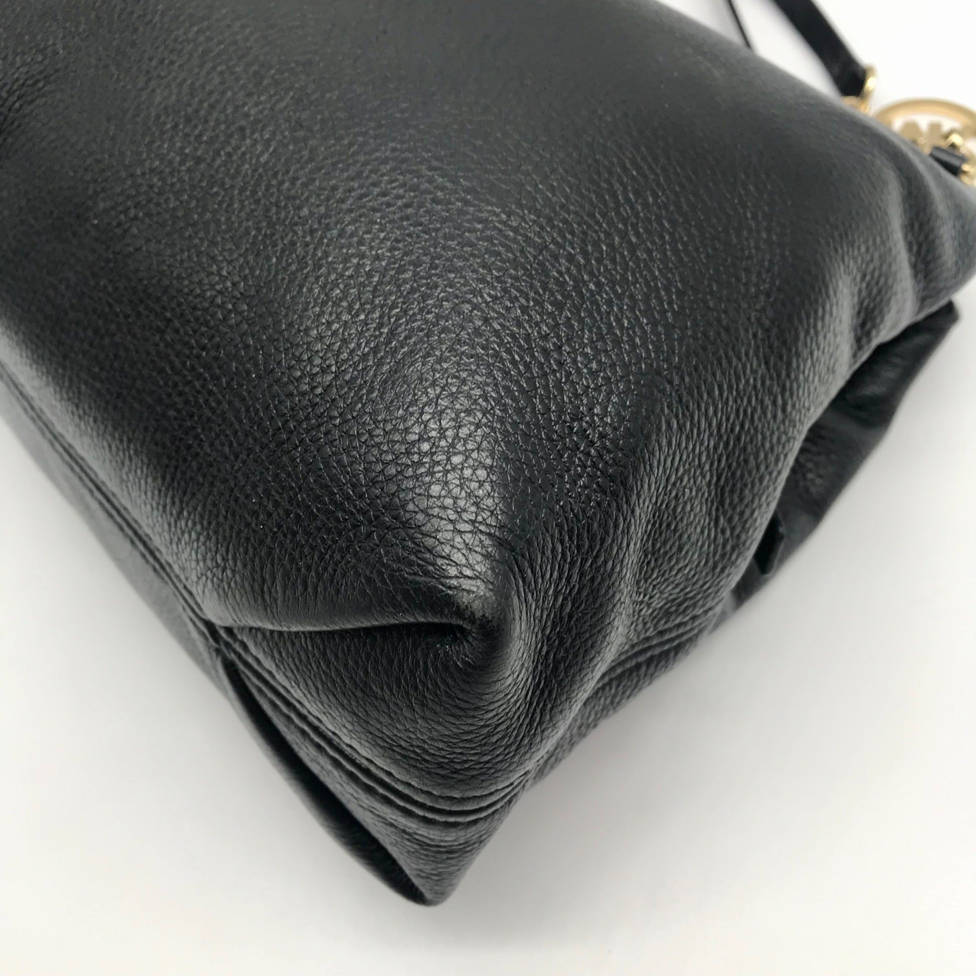 Michael Kors Black Pebbled Leather Jet Set Chain Shoulder Bag