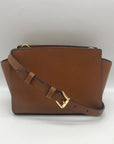 Michael Kors Brown Leather Mini Selma Crossbody Bag