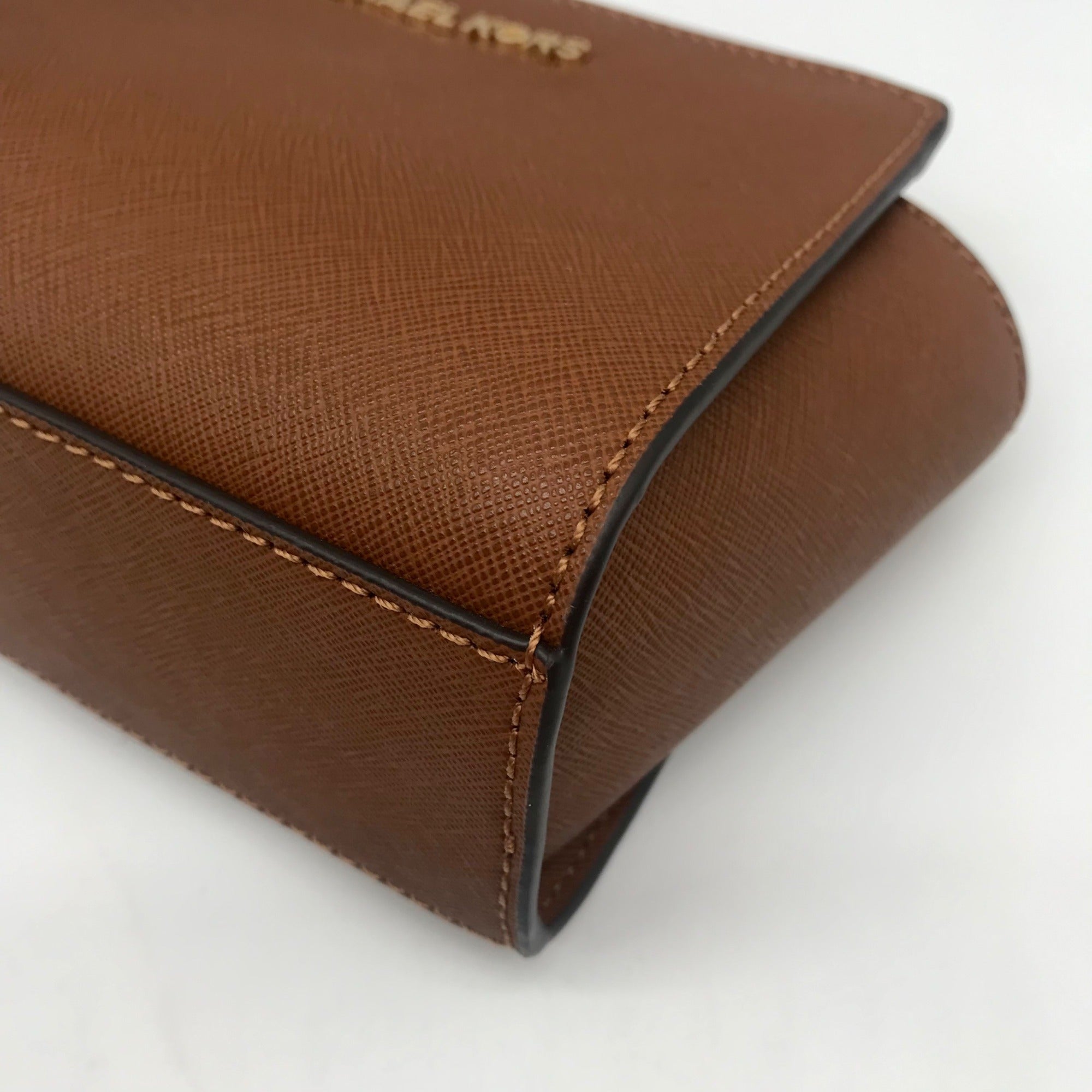 Michael Kors Brown Leather Mini Selma Crossbody Bag