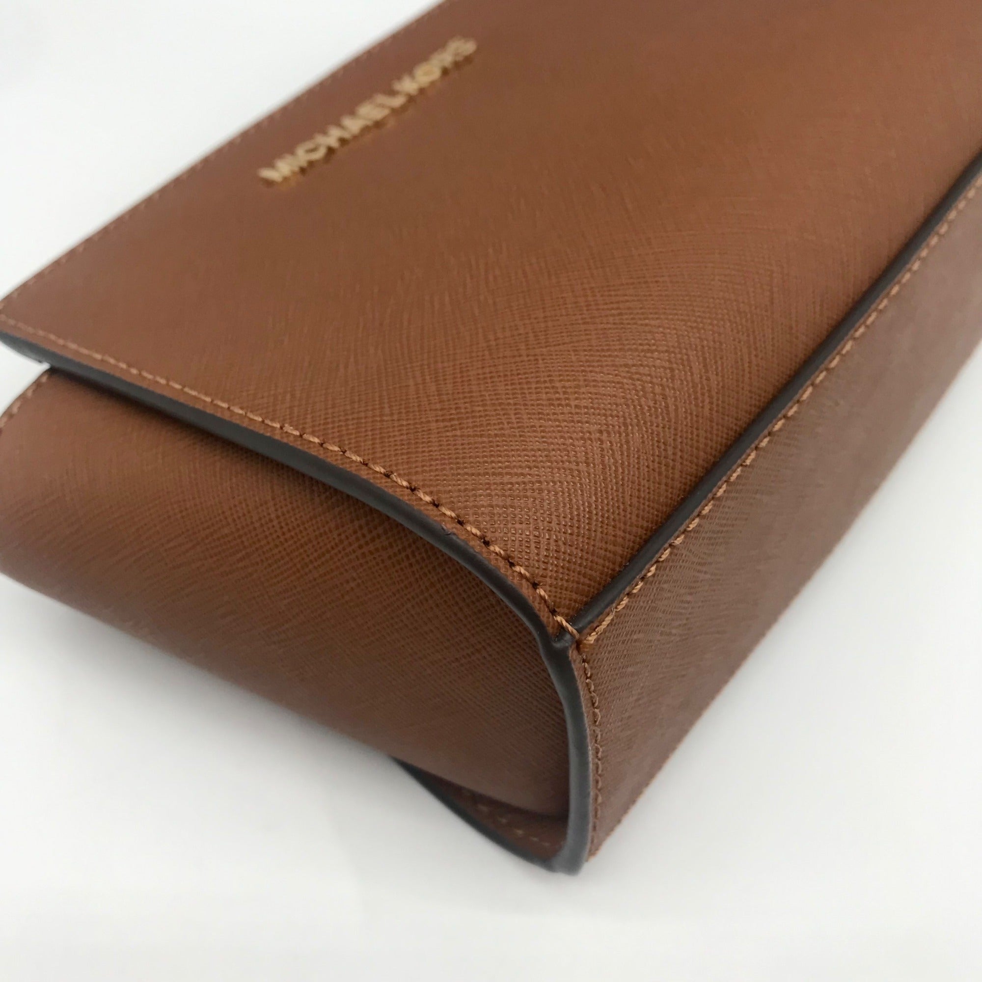 Michael Kors Brown Leather Mini Selma Crossbody Bag