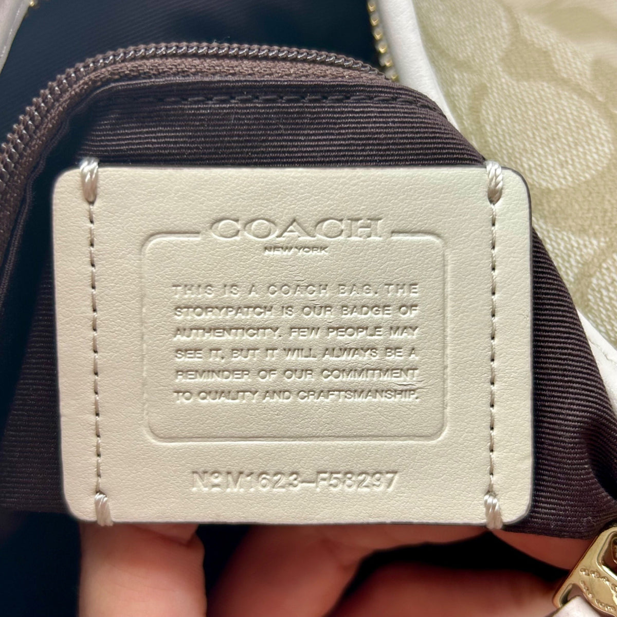 Coach Khaki And White Signature Coated Canvas Crossbody Bag-F58297