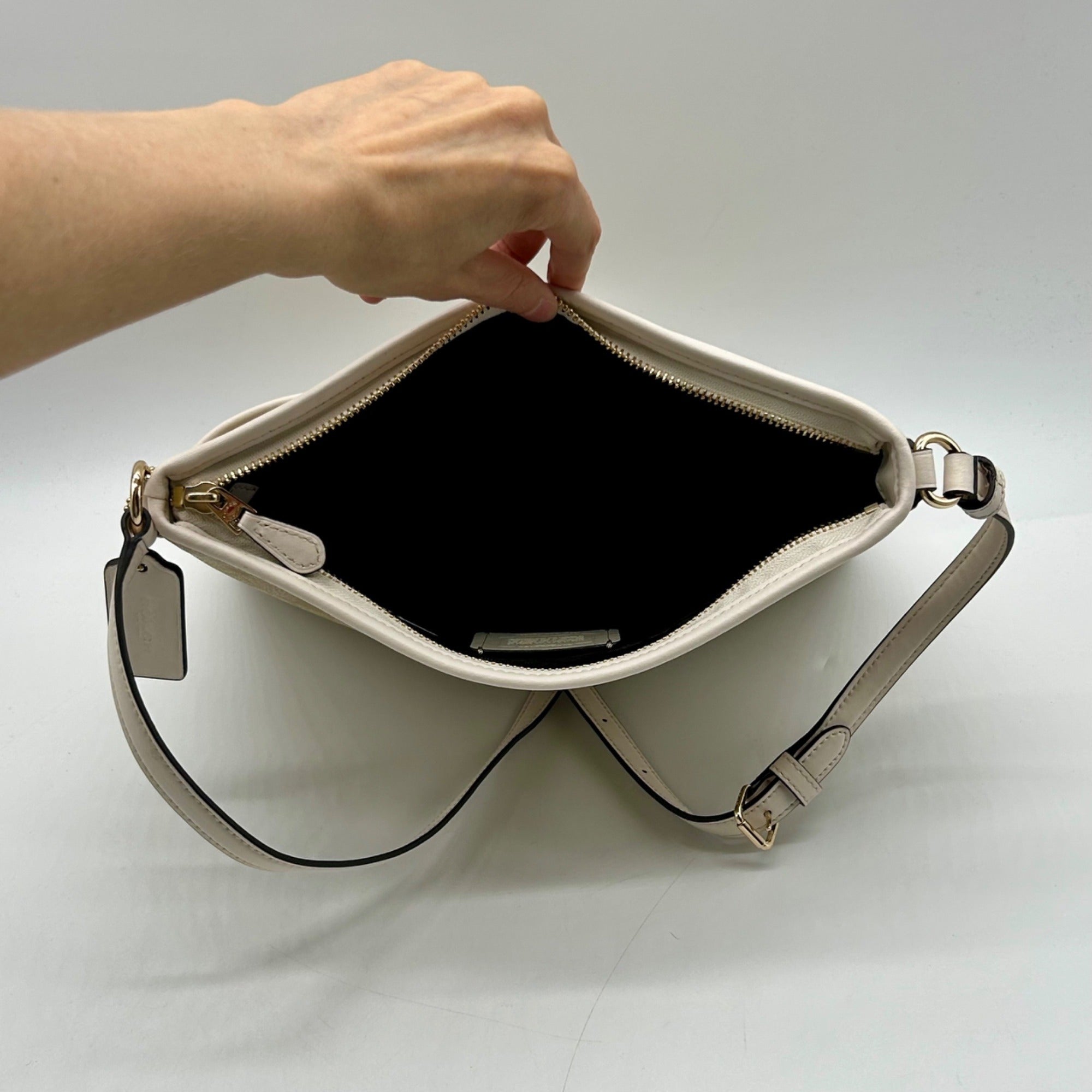 Coach Khaki And White Signature Coated Canvas Crossbody Bag-F58297