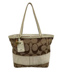 Coach Signature Jacquard Khaki & Brown Stripe Tote 10124