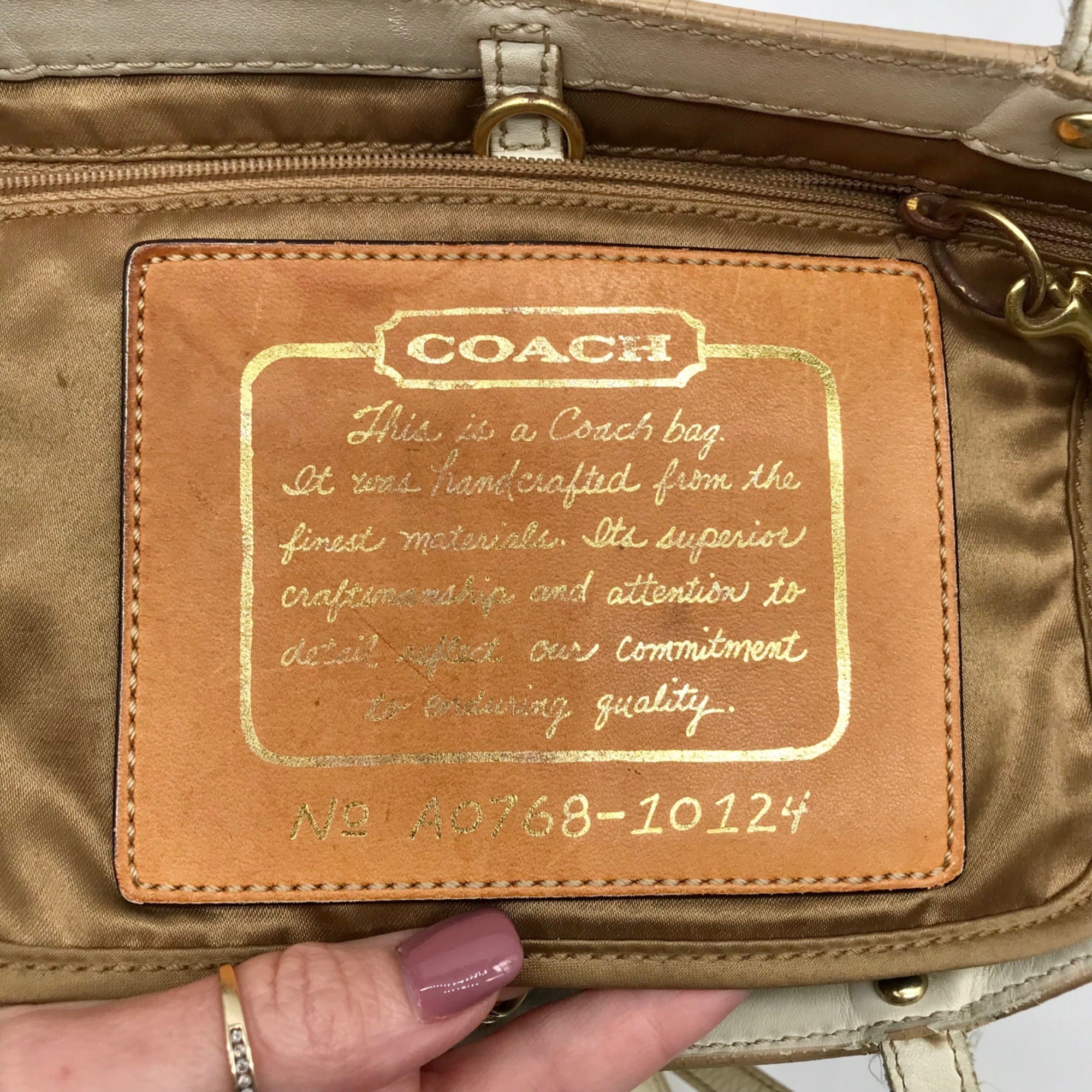 Coach Signature Jacquard Khaki &amp; Brown Stripe Tote 10124