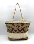 Coach Signature Jacquard Khaki & Brown Stripe Tote 10124