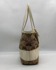 Coach Signature Jacquard Khaki & Brown Stripe Tote 10124
