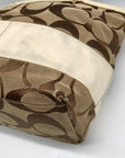 Coach Signature Jacquard Khaki & Brown Stripe Tote 10124