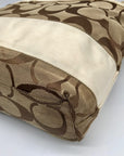 Coach Signature Jacquard Khaki & Brown Stripe Tote 10124