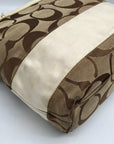 Coach Signature Jacquard Khaki & Brown Stripe Tote 10124
