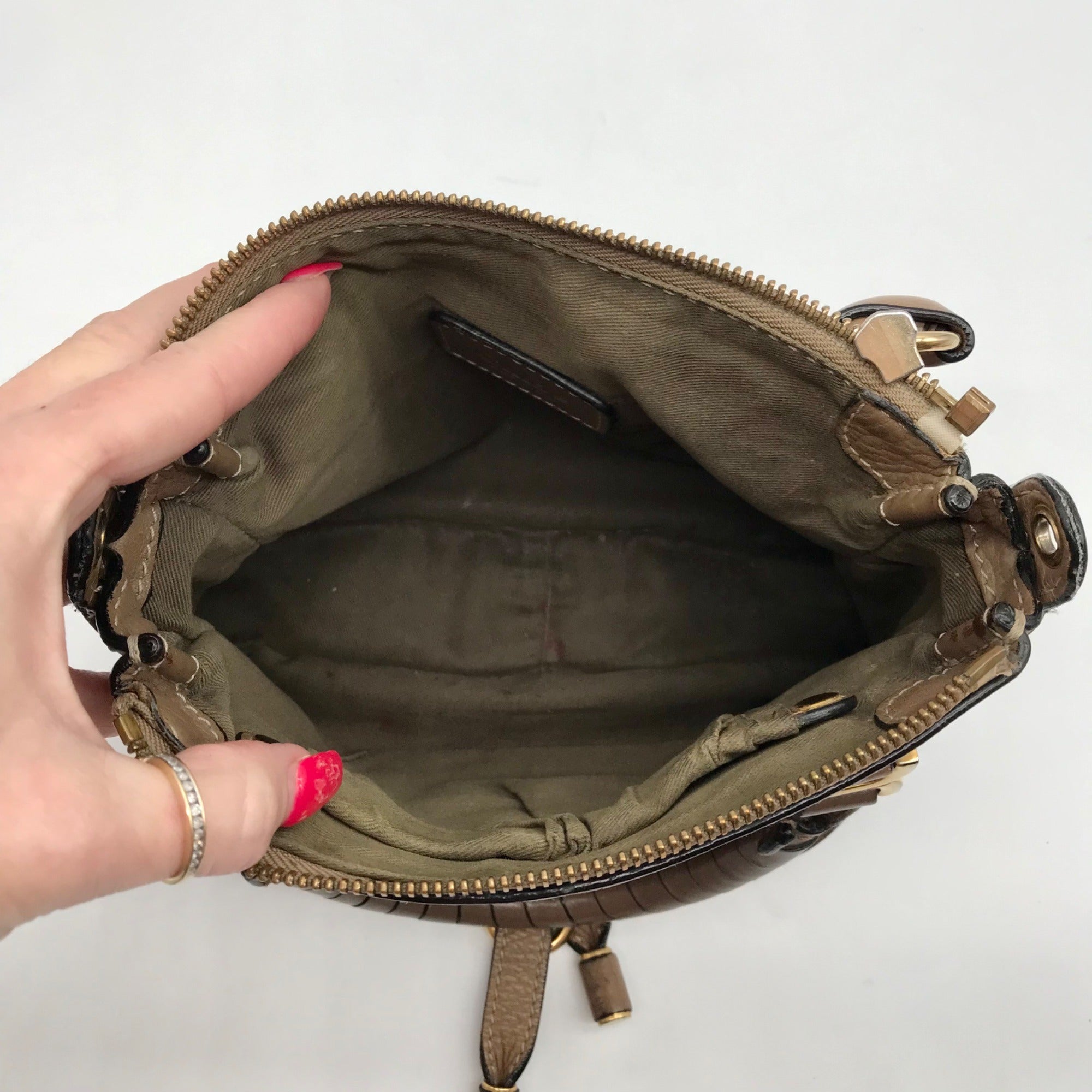 Chloe Brown Leather Marcie Double Carry Crossbody Bag