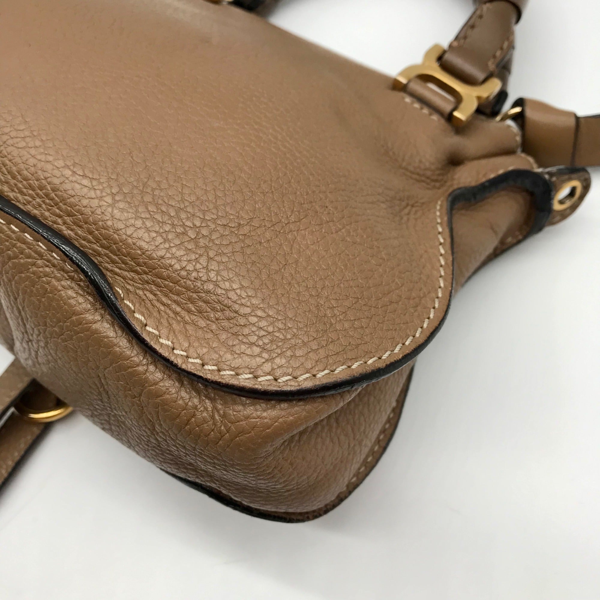 Chloe Brown Leather Marcie Double Carry Crossbody Bag