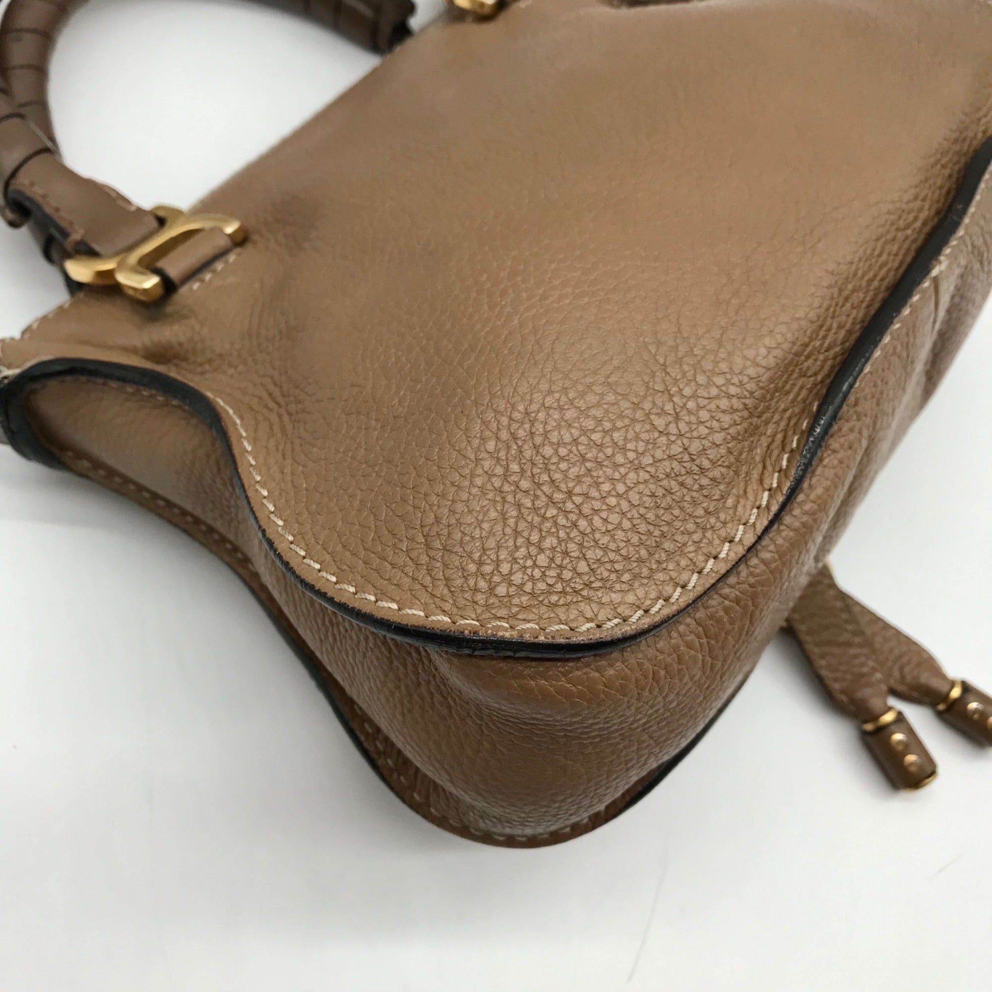 Chloe Brown Leather Marcie Double Carry Crossbody Bag