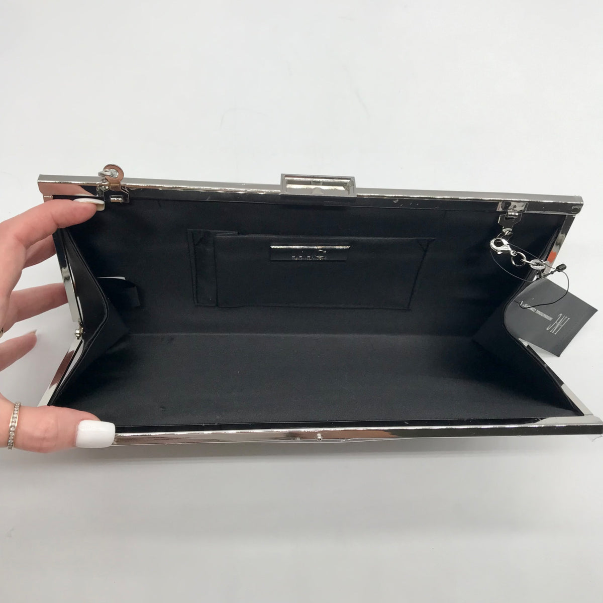I.N.C. International Concepts Black Satin Kelsie Clutch Crossbody Bag
