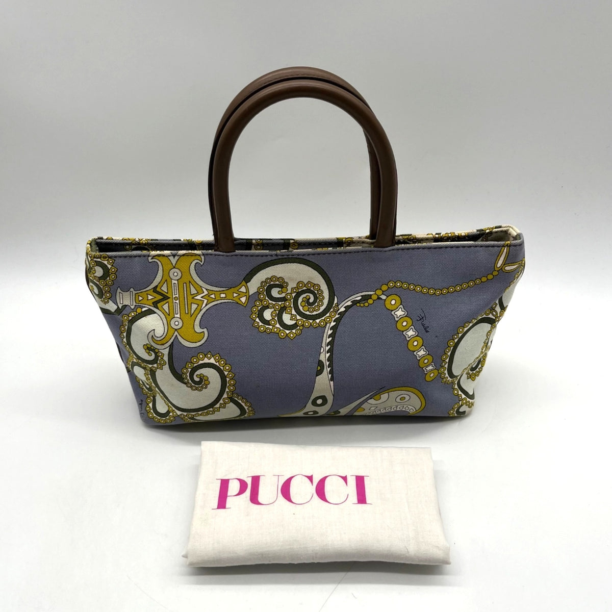Emilio Pucci Vintage Signature Canvas Mini Tote Bag
