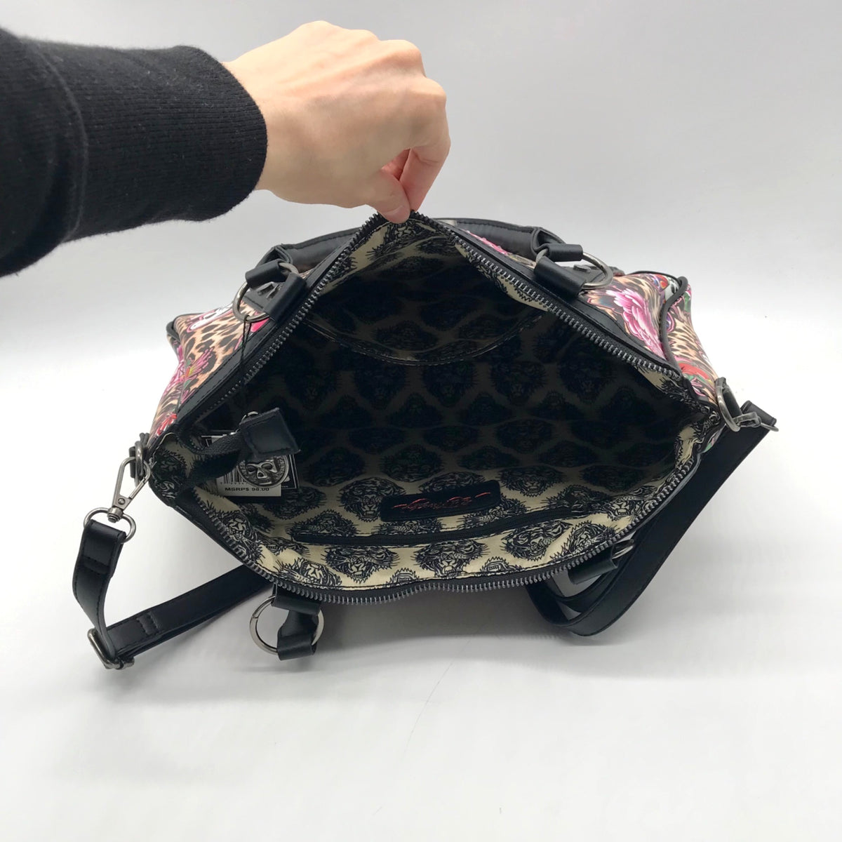 Ed Hardy Leopard Skull Tattoo Satchel Bag