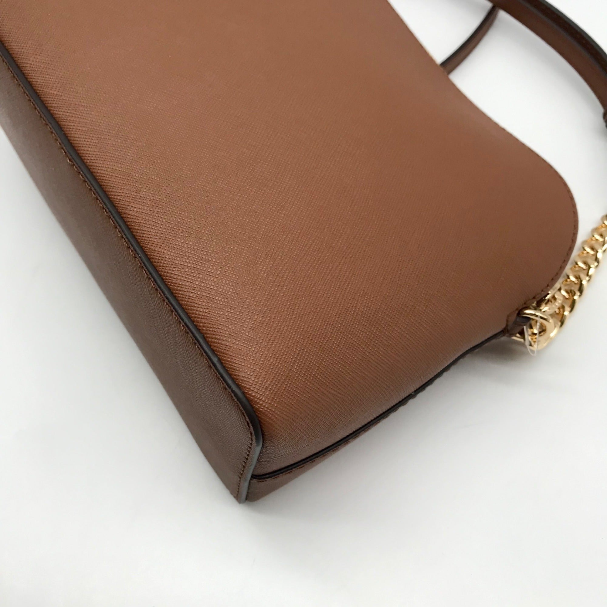 Michael Kors Luggage Brown Saffiano Leather Jet Set Travel Dome Crossbody Bag