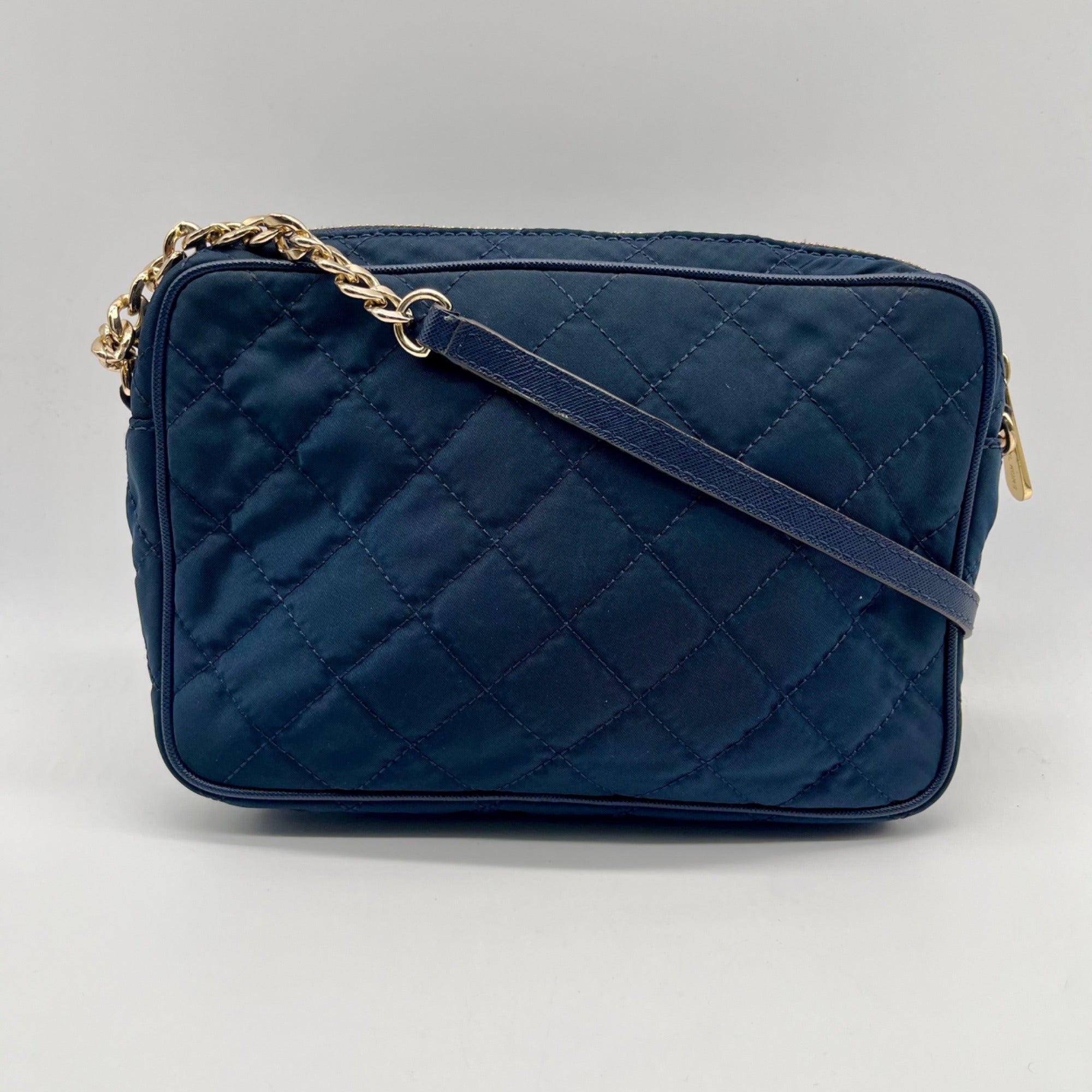 Michael Kors Blue Quilted Nylon Crossbody Bag