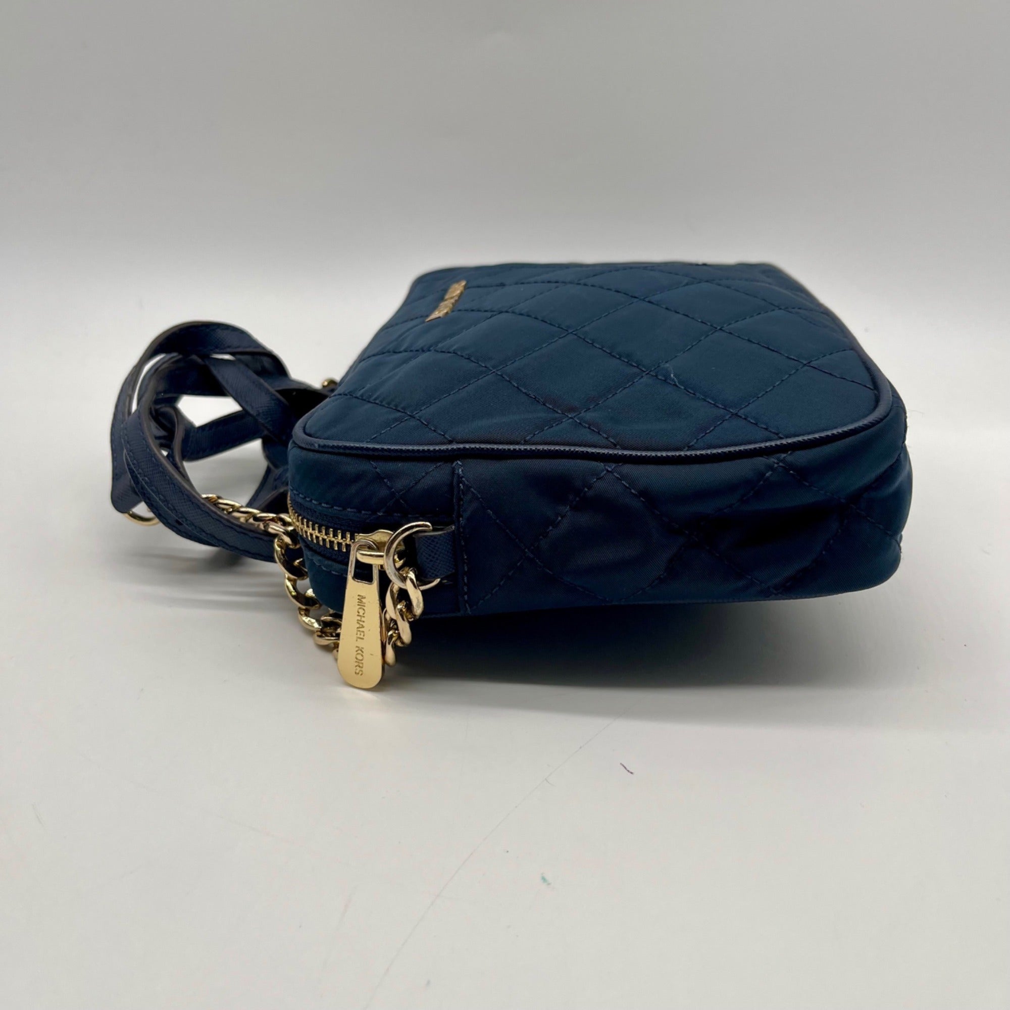 Michael Kors Blue Quilted Nylon Crossbody Bag