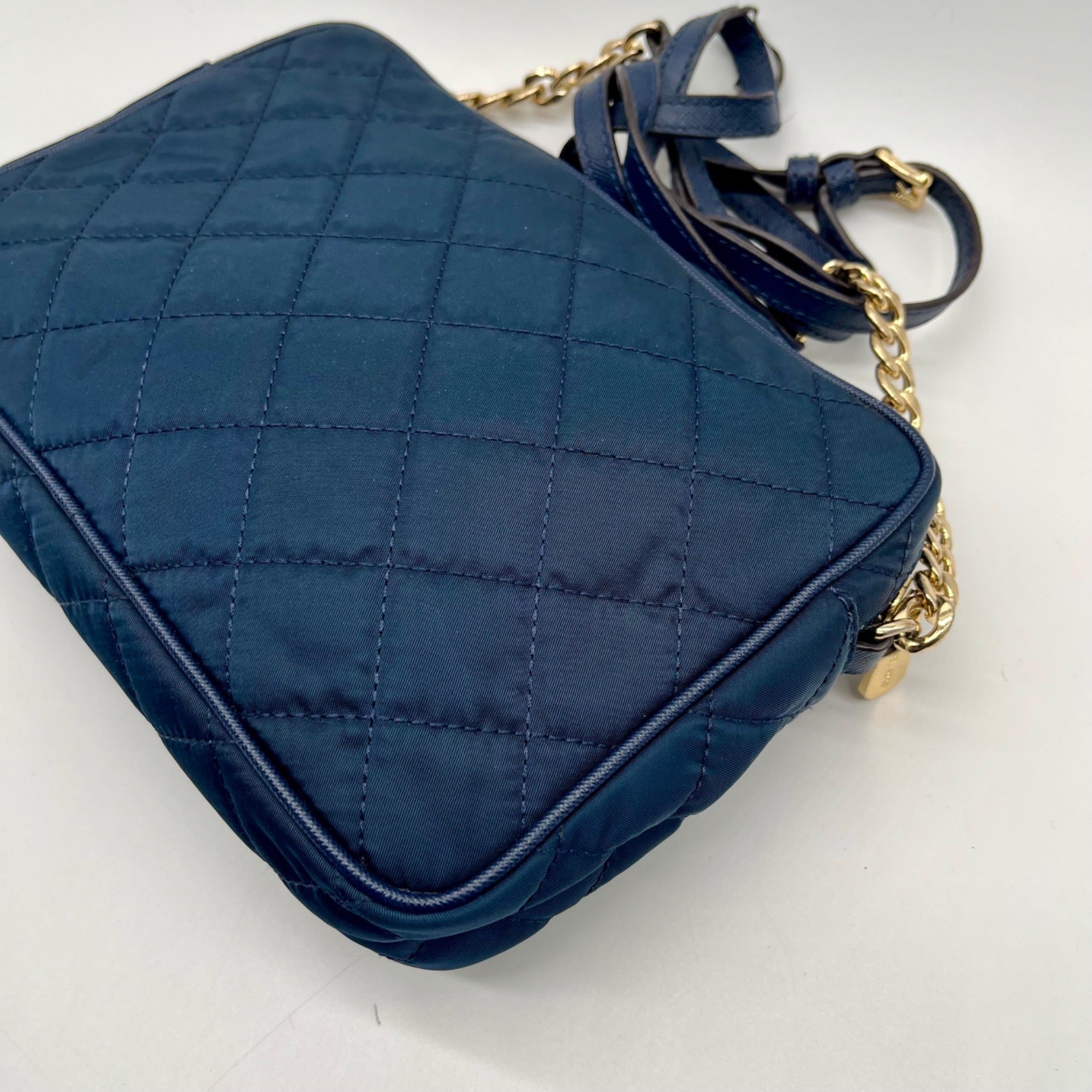 Michael Kors Blue Quilted Nylon Crossbody Bag