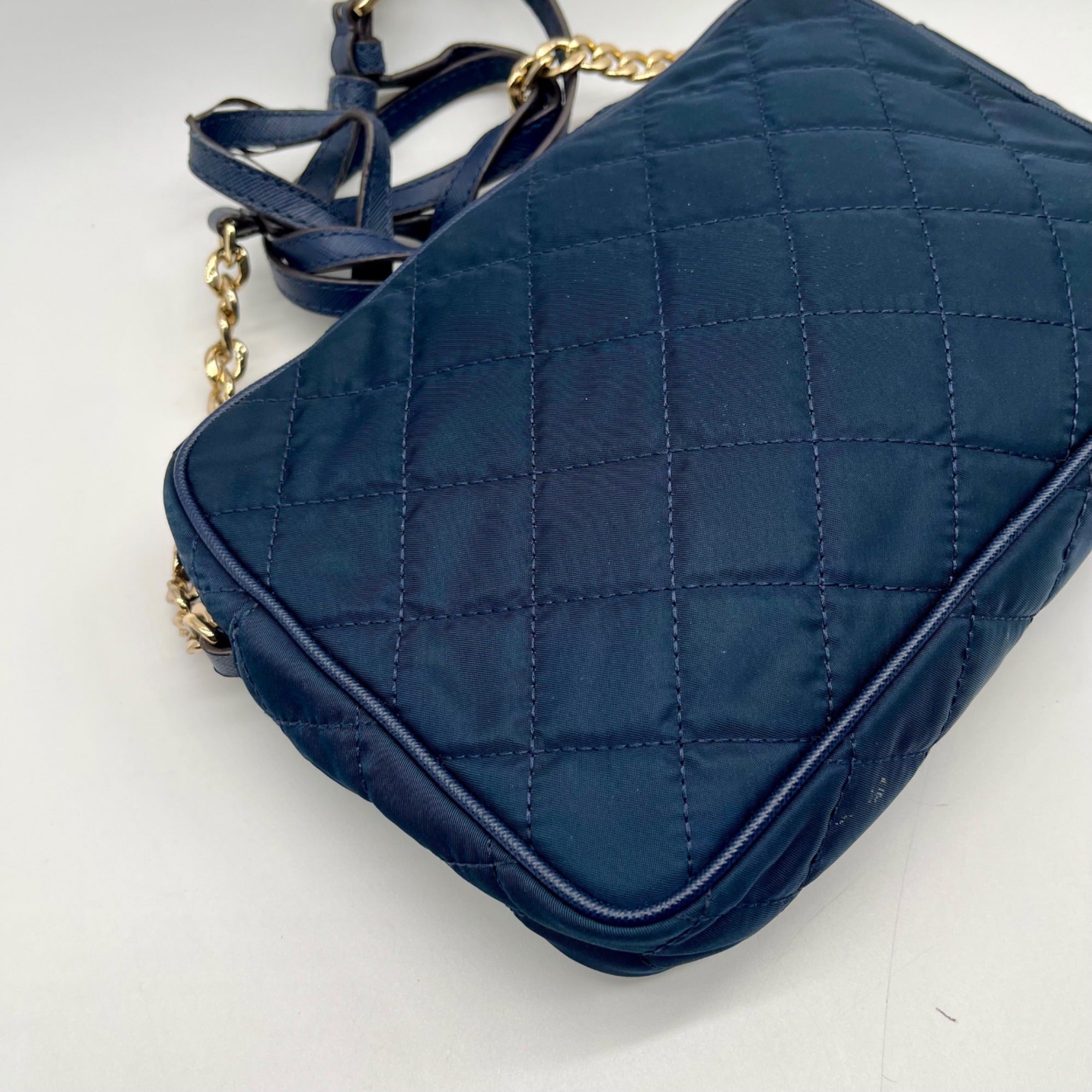 Michael Kors Blue Quilted Nylon Crossbody Bag