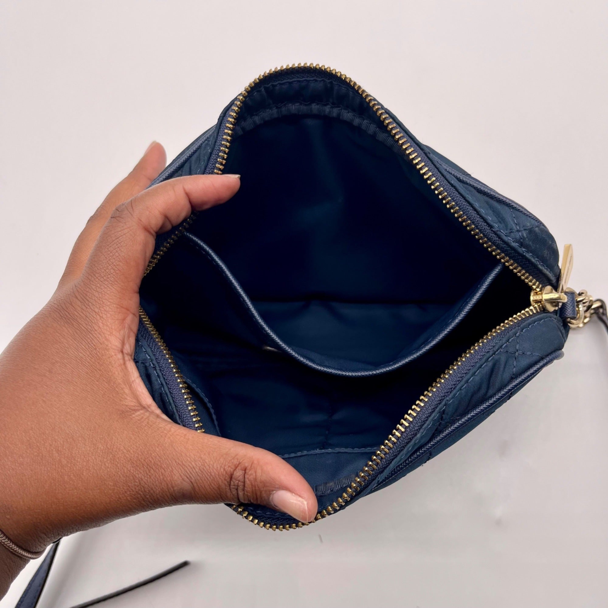 Michael Kors Blue Quilted Nylon Crossbody Bag