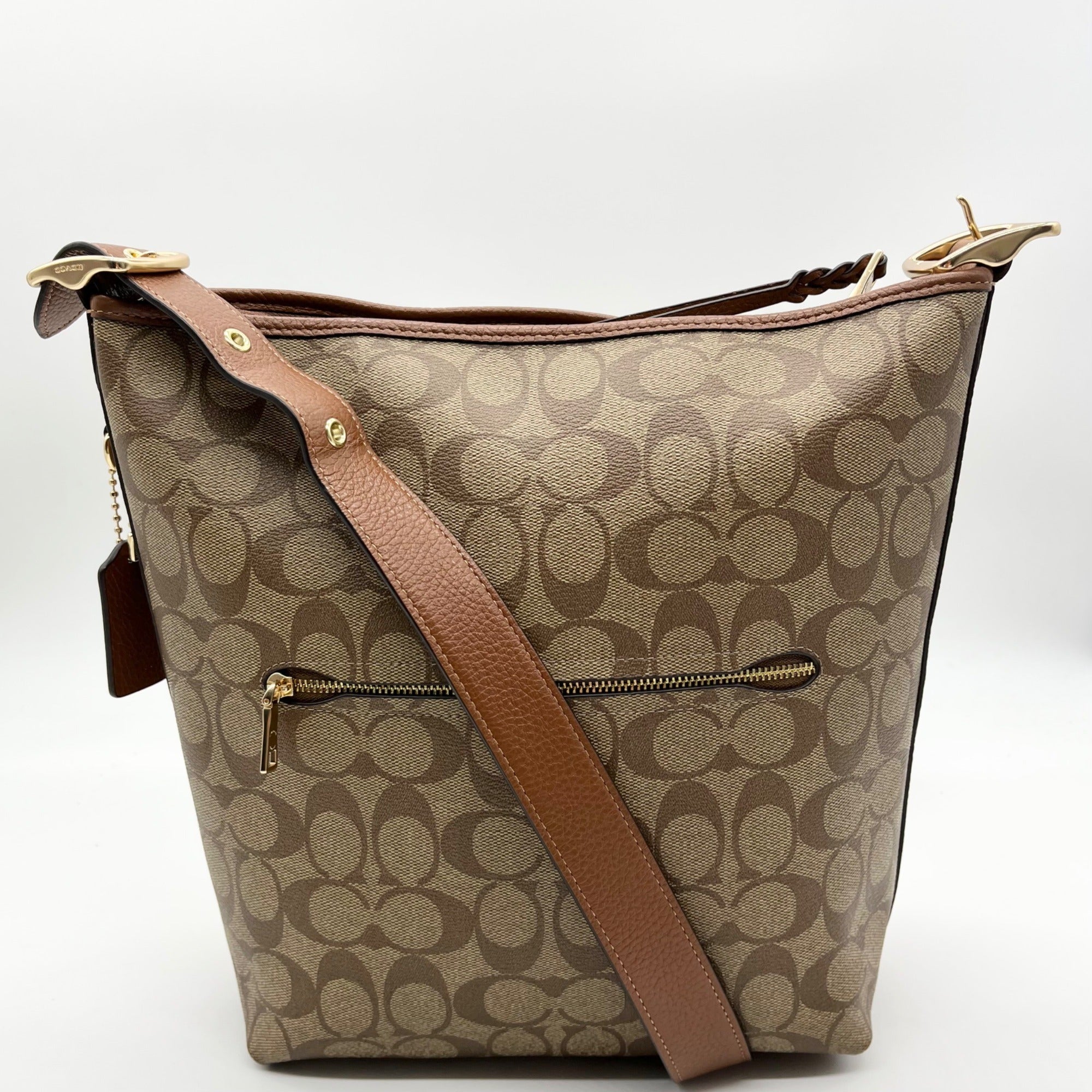 Coach Brown Signature Coated Canvas Val Duffle Bag C2819