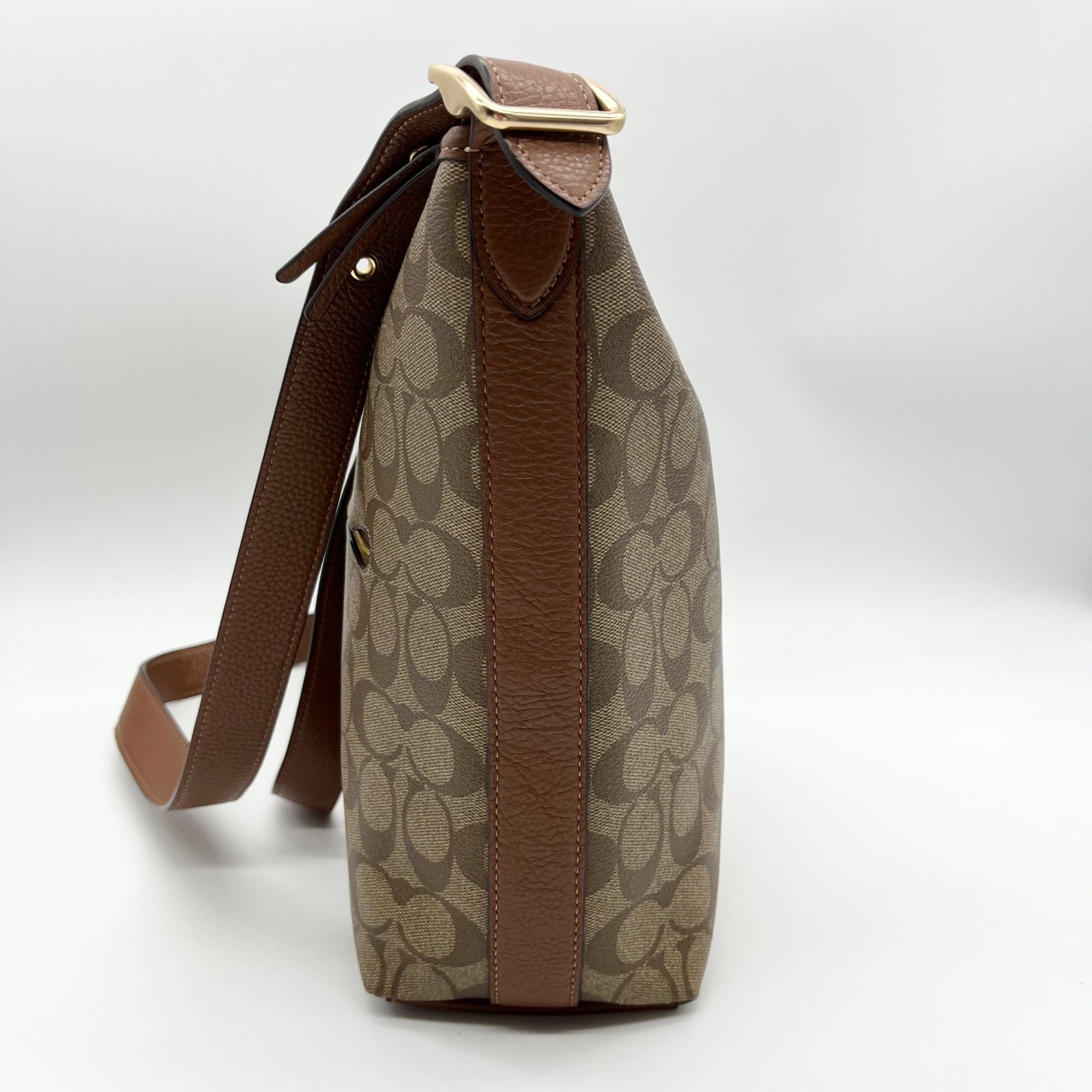 Coach Brown Signature Coated Canvas Val Duffle Bag C2819