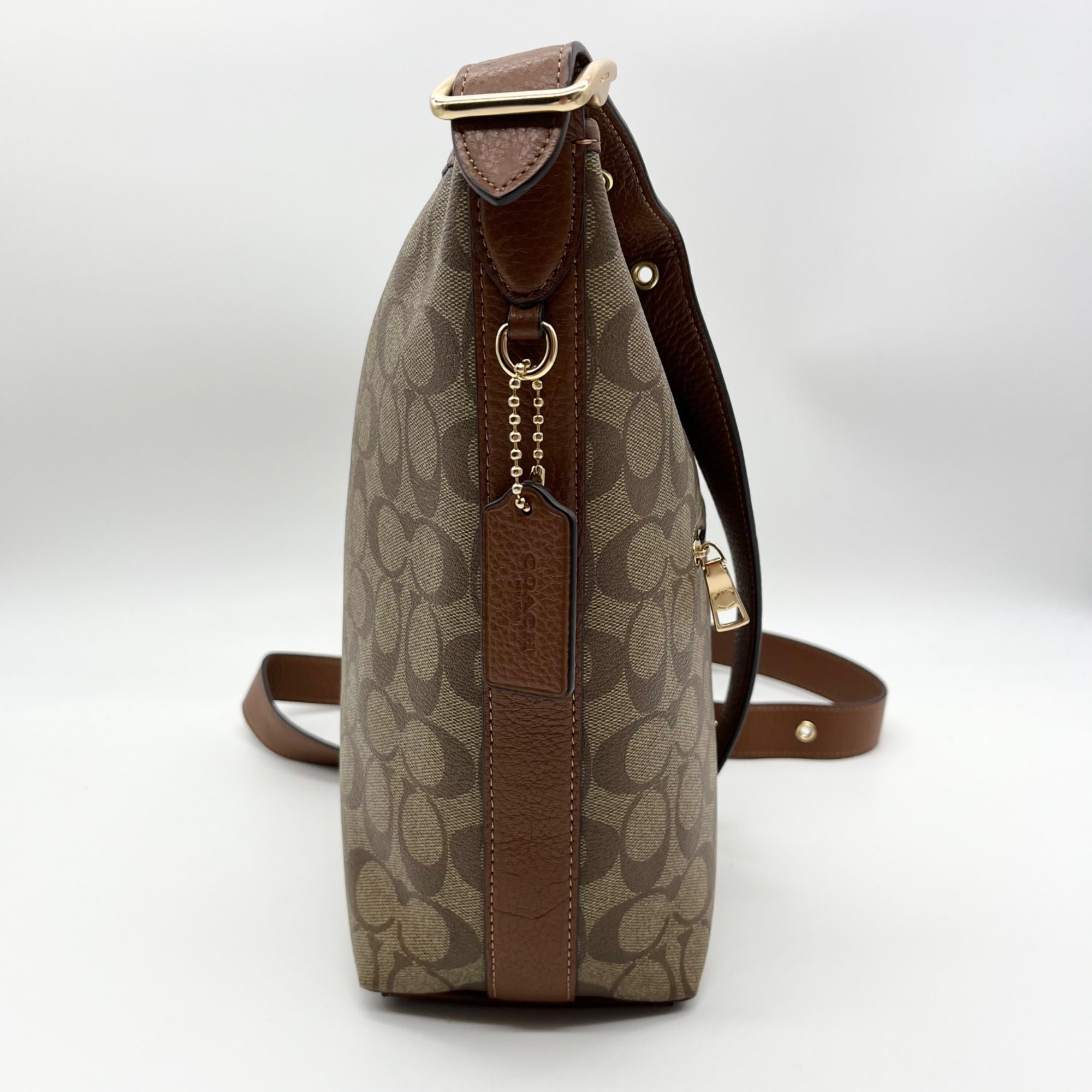 Coach Brown Signature Coated Canvas Val Duffle Bag C2819