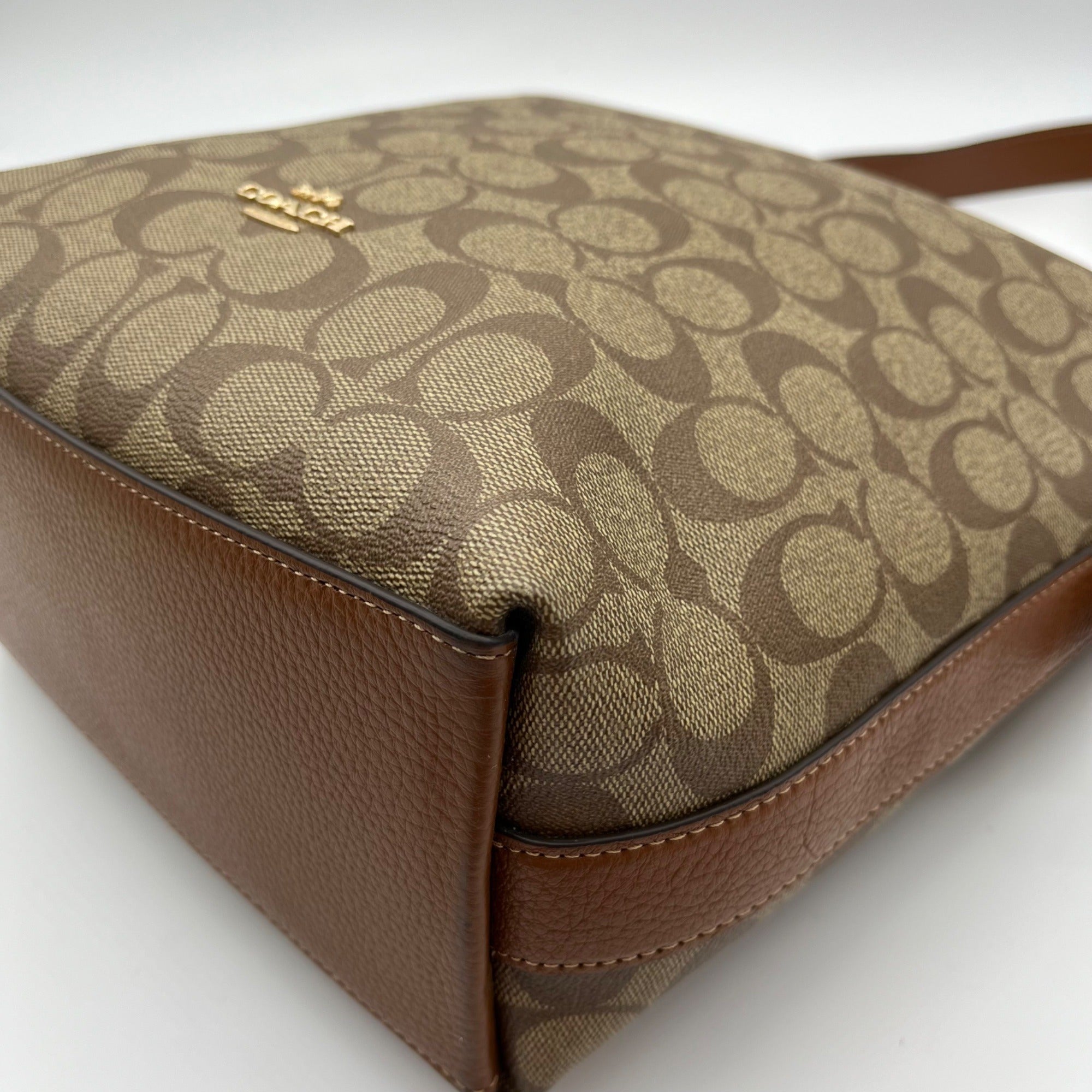 Coach Brown Signature Coated Canvas Val Duffle Bag C2819