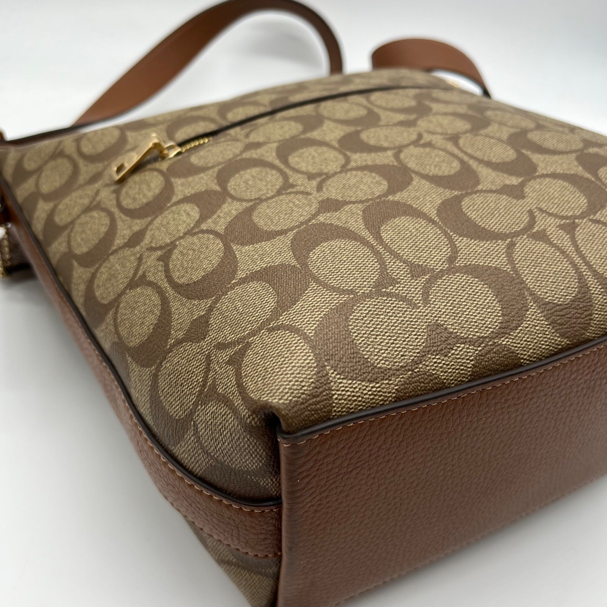 Coach Brown Signature Coated Canvas Val Duffle Bag C2819