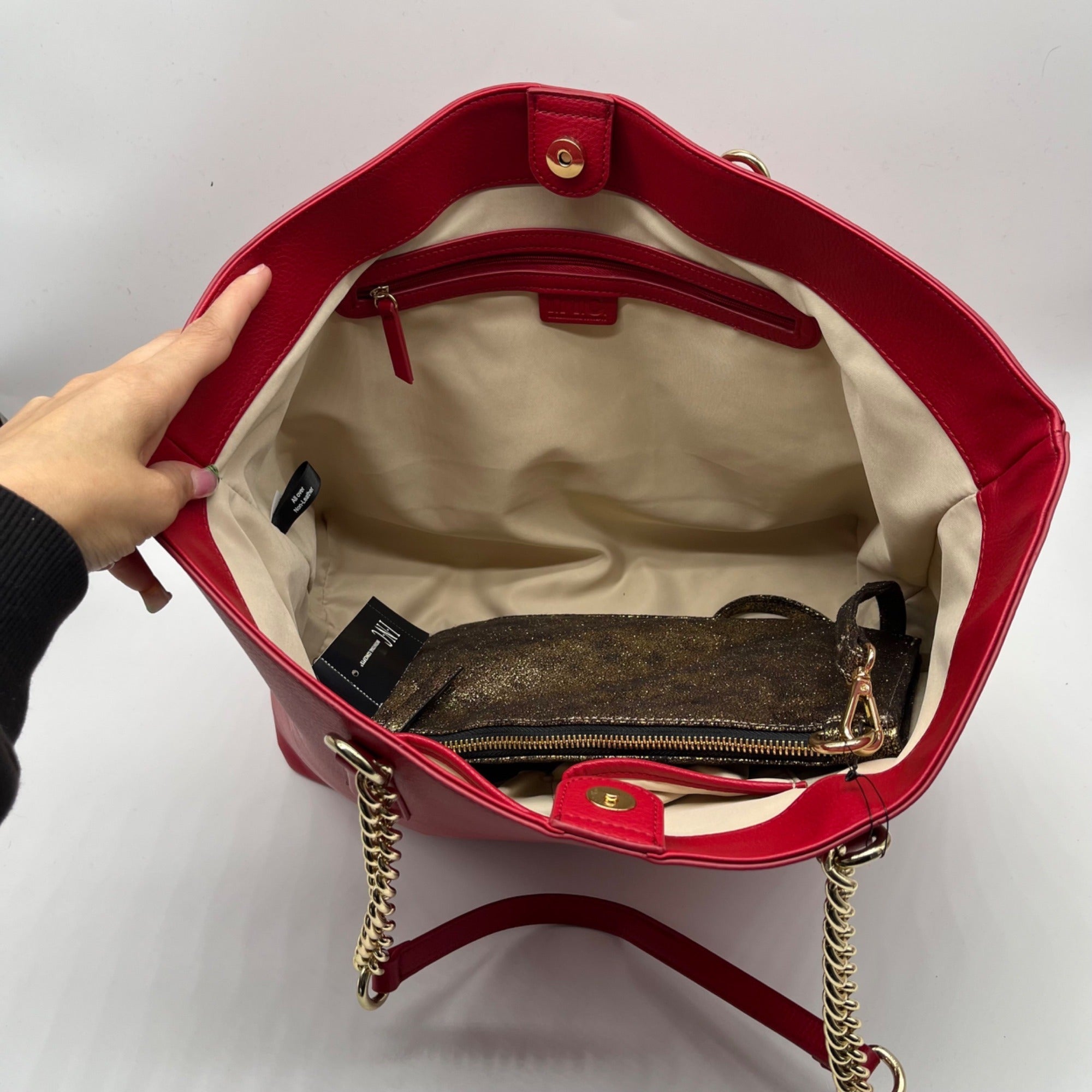 I.N.C. International Concepts Red Zoiey 2-in-1 Leather Shoulder Bag