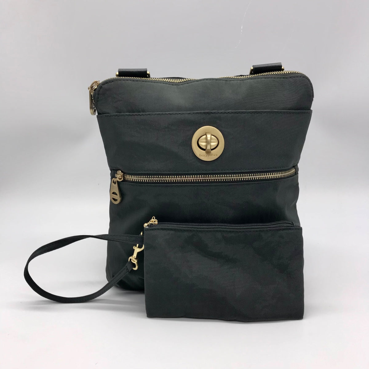 Baggallini Dark Gray Nylon Hanover Crossbody