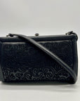 Judith Leiber Black Leather Clutch Shoulder Bag