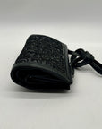 Judith Leiber Black Leather Clutch Shoulder Bag