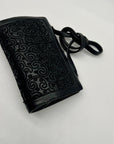 Judith Leiber Black Leather Clutch Shoulder Bag