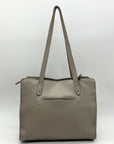 The Sak Gray Leather Tote Bag With Decorative Turquoise Stone Charm