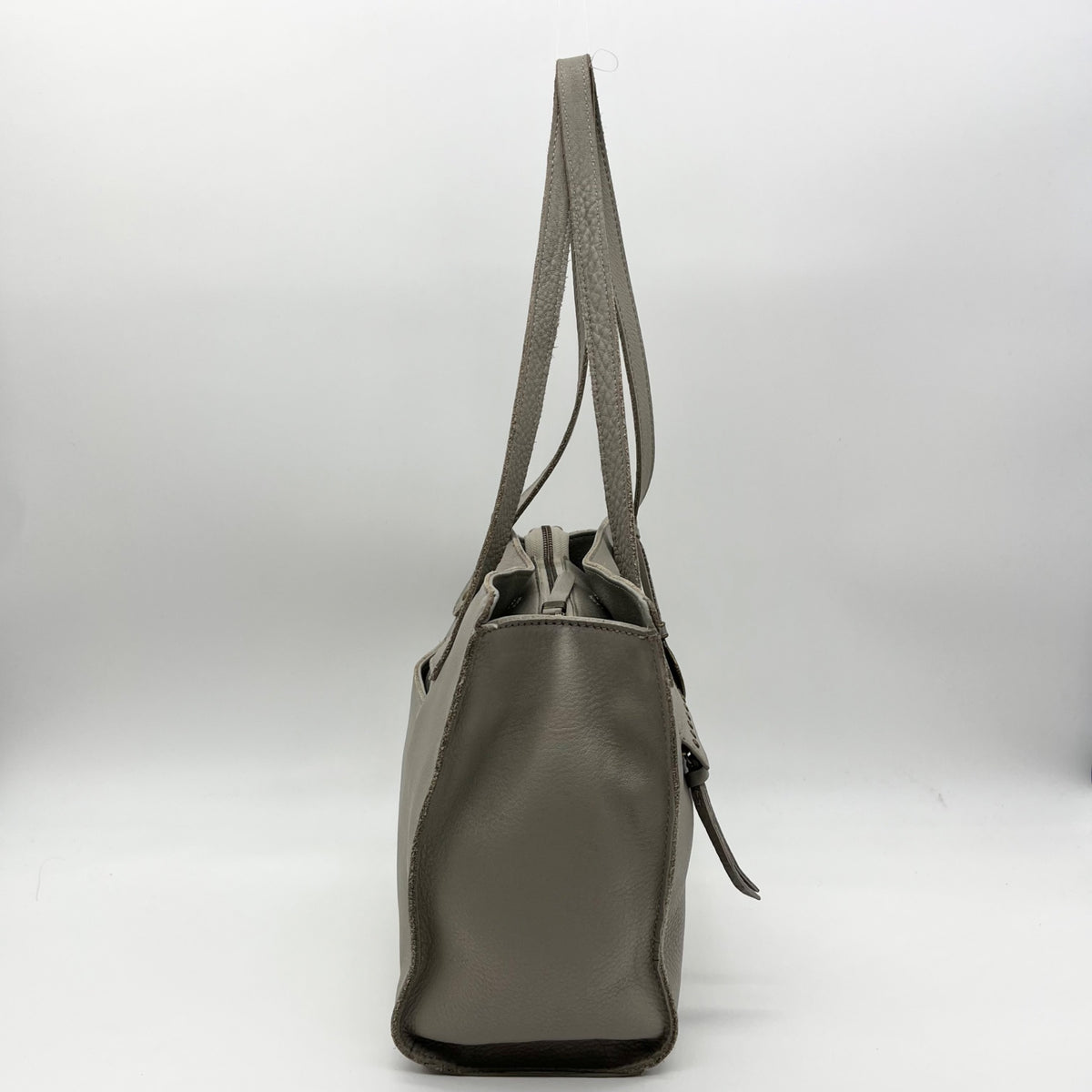 The Sak Gray Leather Tote Bag With Decorative Turquoise Stone Charm