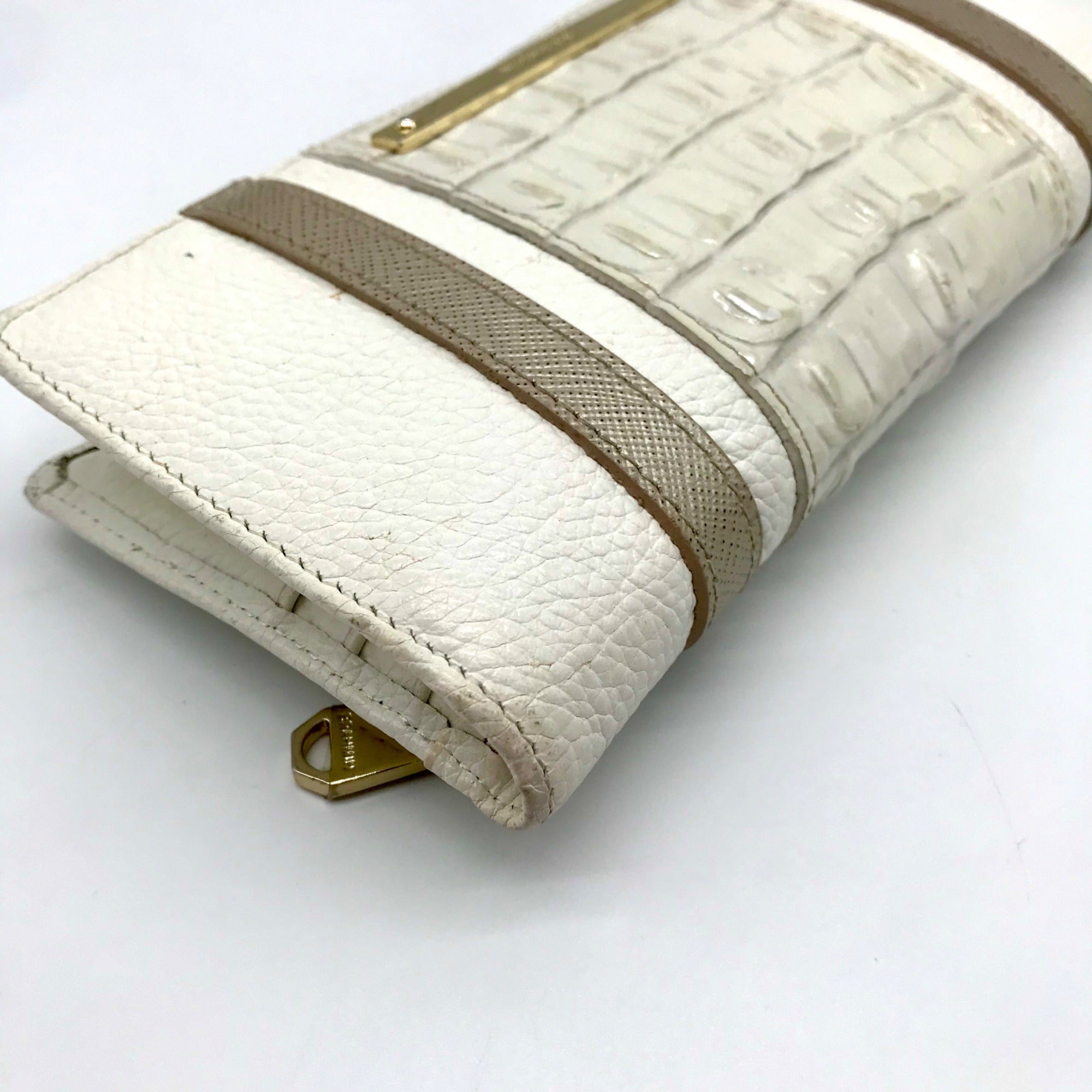 Brahmin White &amp; Macaroon Lady Vineyard Croc-Embossed Leather Melbourne Wallet