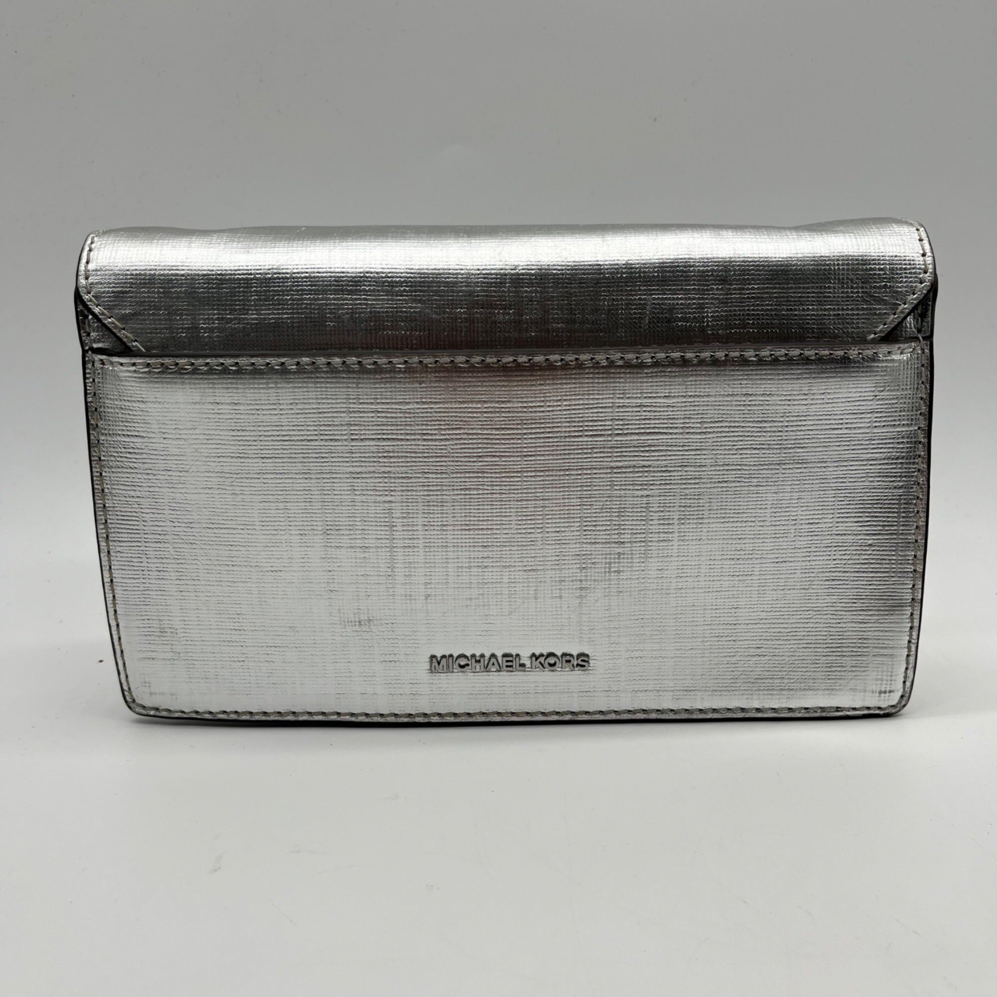Silver Michael Kors Grace Envelope Clutch Bag