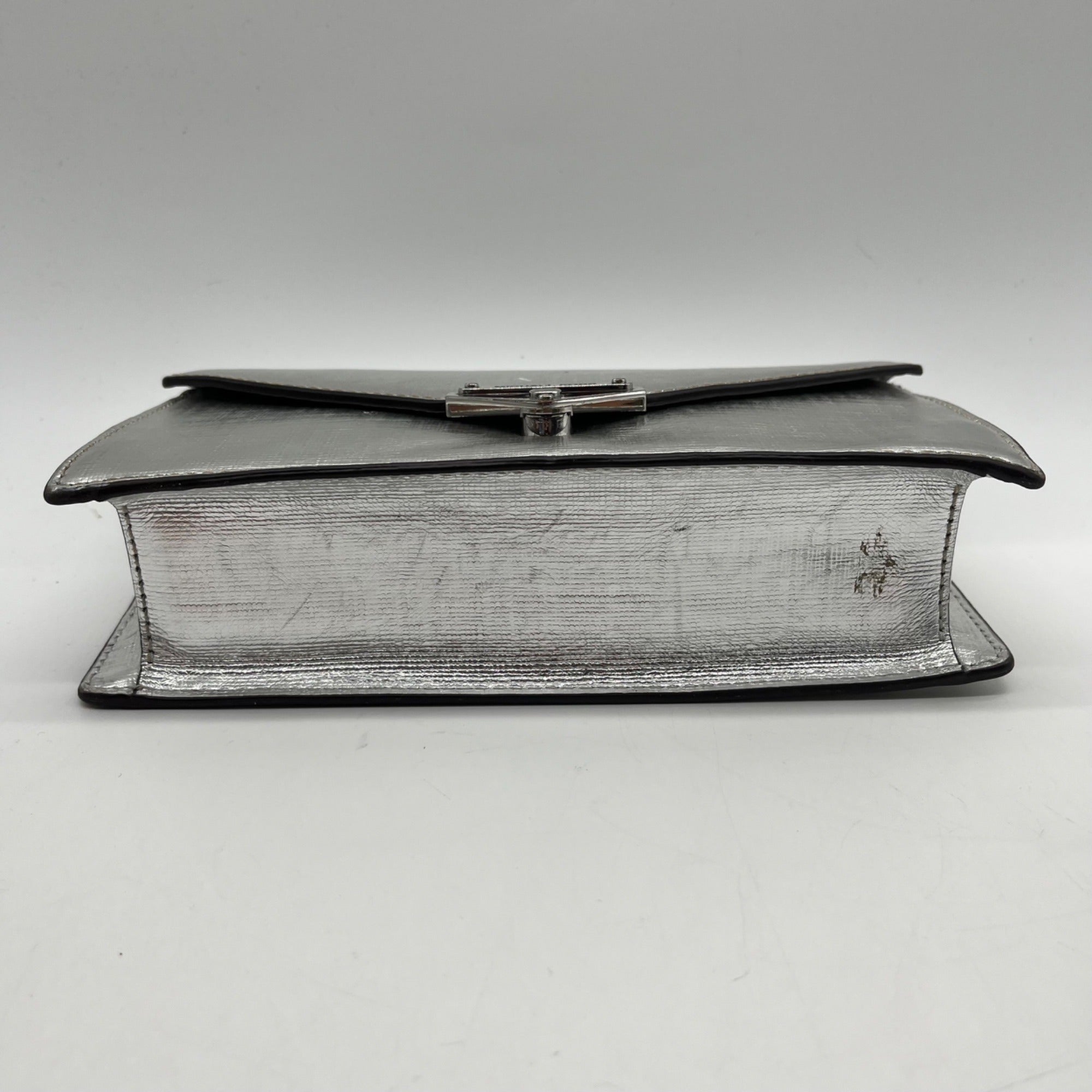 Silver Michael Kors Grace Envelope Clutch Bag