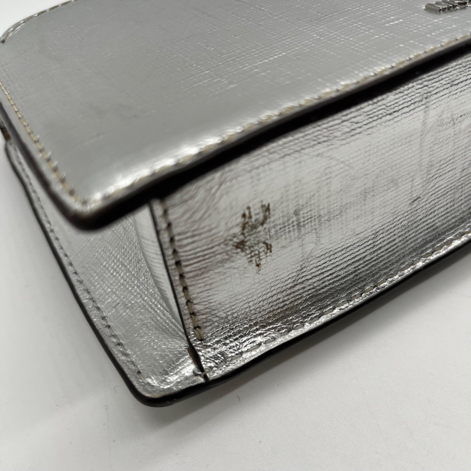 Silver Michael Kors Grace Envelope Clutch Bag