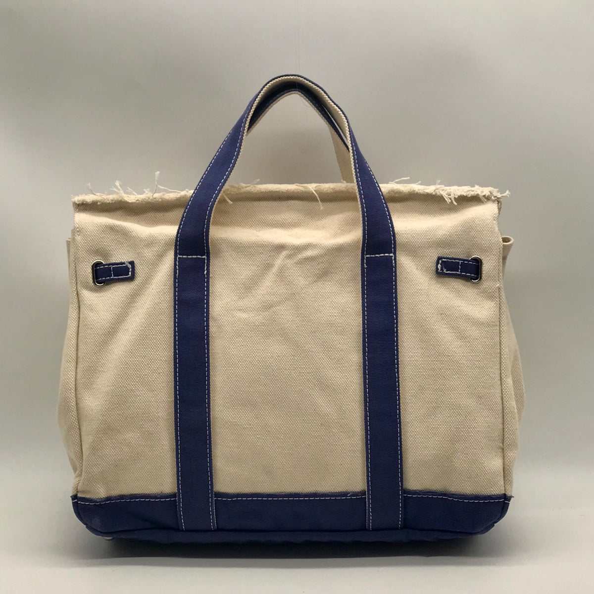 Sunwin Cream &amp; Blue Canvas Tote Bag