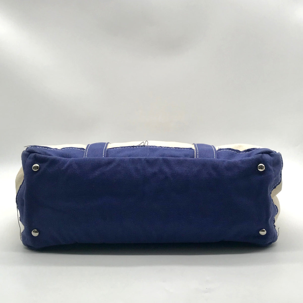 Sunwin Cream &amp; Blue Canvas Tote Bag