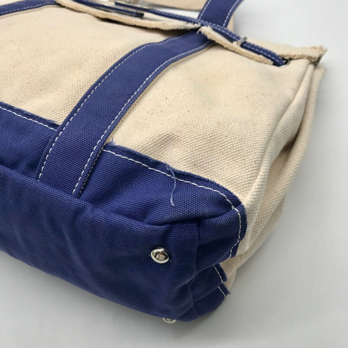 Sunwin Cream &amp; Blue Canvas Tote Bag