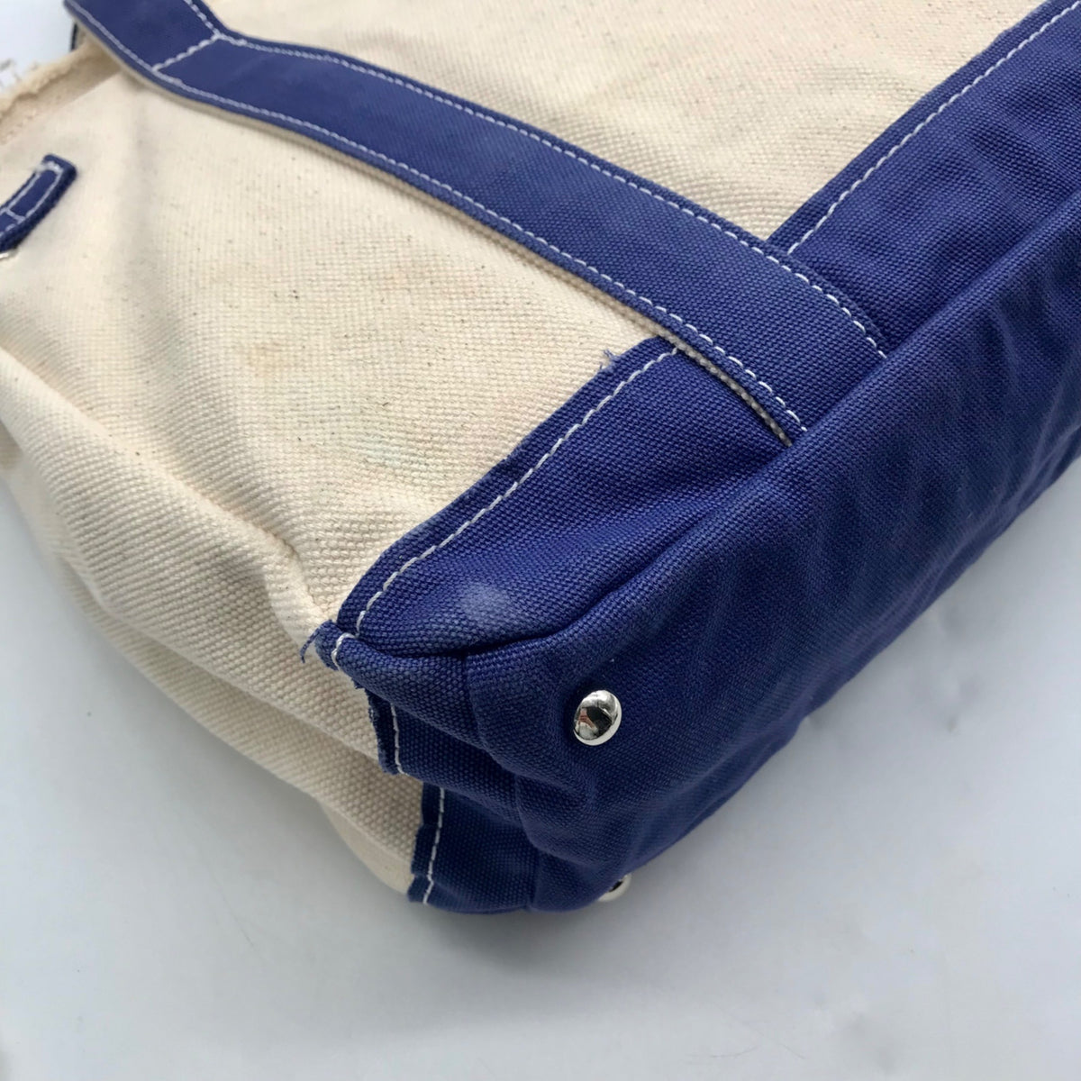 Sunwin Cream &amp; Blue Canvas Tote Bag