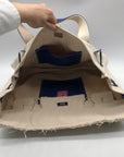 Sunwin Cream & Blue Canvas Tote Bag