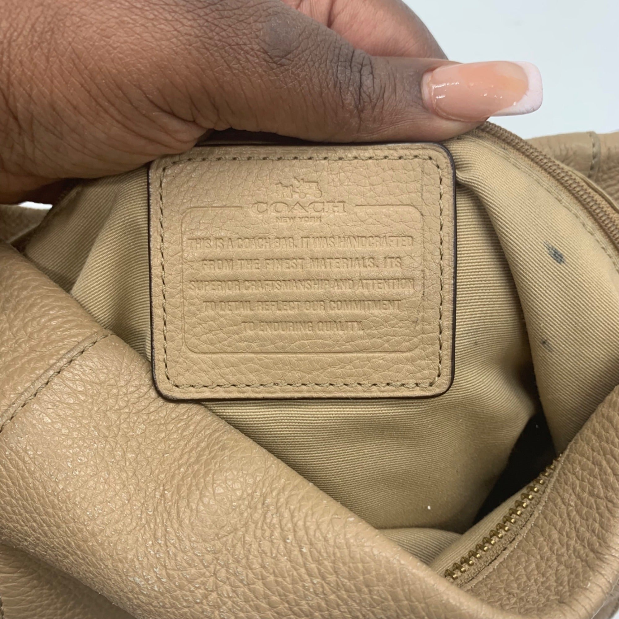 Coach Camel Brown Pebbled Leather Isabelle Shoulder Bag